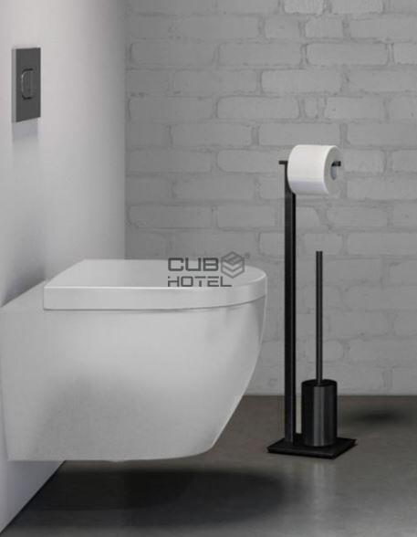 Porta Rolos com Escova WC Zack CARVO Preto